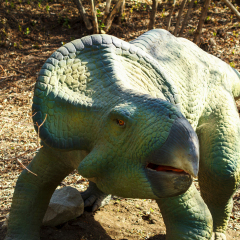 CALGARY, CANADA - 16, 2014: The Calgary ZOO exhibition of "Prehistoric Park" attract young and old to Imagine what it would be like back in Cretaceous Period (millions of years ago). 