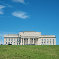 Auckland, New Zealand - March 05 2017: The Auckland war memorial museum in the sunny and clear sky day.