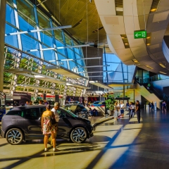 MUNICH, GERMANY, AUGUST 20, 2015: interior of the futuristic looking headquarters of BMW car manufacturer in munich, germany