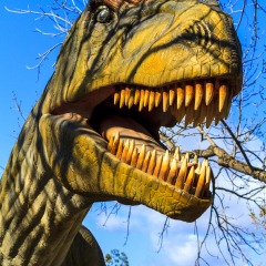  CALGARY, CANADA - 16, 2014: The Calgary ZOO exhibition of "Prehistoric Park" attract young and old to  Imagine  what it would be like back in Cretaceous Period (millions of years ago). 