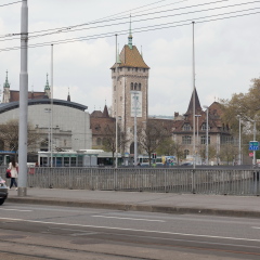 Zurich, Switzerland: May 03, 2016: Cityscape with traffic view of Swiss National museum (Landesmuseum) in Zurich, Switzerland.