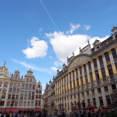 BRUSSELS, BELGIUM - AUG 13: Guildhalls on the Grand Place in Brussels, Belgium on August 13, 2013. Brussels is the capital of Belgium.