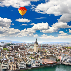 the aerial view of Zurich City Switzerland