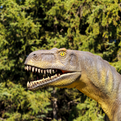 CALGARY, CANADA - 16, 2014: The Calgary ZOO exhibition of "Prehistoric Park" attract young and old to Imagine what it would be like back in Cretaceous Period (millions of years ago). 