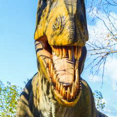  CALGARY, CANADA - 16, 2014: The Calgary ZOO exhibition of "Prehistoric Park" attract young and old to  Imagine  what it would be like back in Cretaceous Period (millions of years ago). 