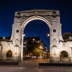 Port on the Bridge of remembrance in Christchurch, New Zealand 