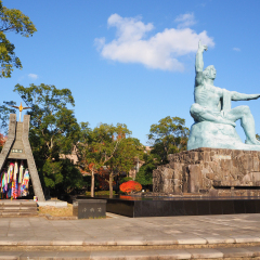 NAGASAKI, JAPAN - December 8, 2015: Peace Statue at Nagasaki Peace Park, Nagasaki, Japan