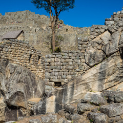 temple of the condor Machu Picchu, Incas ruins in the peruvian Andes at Cuzco Peru
