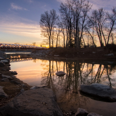 CALGARY, AB - MAY 02, 2017 Sunset at Calgary's Prince's Island Park