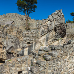 condor temple Machu Picchu, Incas ruins in the peruvian Andes at Cuzco Peru