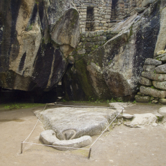 The Condor Head stone in The Temple of Condor in Machu Picchu, Peru