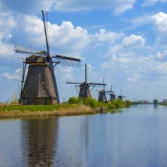 Old windmill. Kinderdijk windmill park. Netherlands