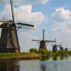 Old windmill. Kinderdijk windmill park. Netherlands