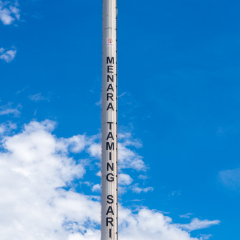NOV 22; 2015: Taming Sari Tower. A revolving gyro tower in Malacca City; Malacca; Malaysia to view spectacular and panoramic view of Malacca UNESCO World Heritage City.