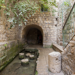 The pool of Siloam at the end of Hezekiah's tunnel is a rock-cut pool on the southern slope of 'the City David' in Jerusalem