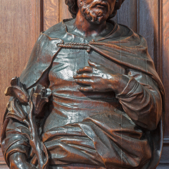ANTWERP, BELGIUM - SEPTEMBER 5: Carved statue of St. Joseph in St. Pauls church (Paulskerk) on September 5, 2013 in Antwerp, Belgium. 