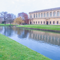 Oxford, UK - December 21, 2016 : View of the river  Cherwell near university of Oxford botanic gardens , Oxford, United Kingdom.