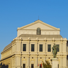 Spain, Madrid - July 21, 2014: View of the Teatro Real from the side of the Plaza de Oriente.