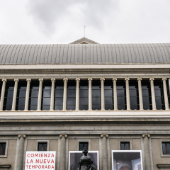 MADRID, SPAIN - SEPTEMBER 16, 2016: Teatro Real (architect Antonio Lopez Aguado, Custodio Moreno, 1850) is a major opera house located in Madrid just in front of Palacio Real.