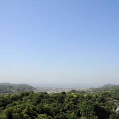Kencho ji and cityscape of Kamakura from top of mountain, in Kamakura, Kanagawa, Japan

