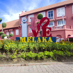 MALACCA, MALAYSIA. sept 16, 2016. I LOVE MELAKA  sign In red square of Melaka.