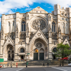 NEW YORK,USA-JULY 3,2015:Saint Patrick Cathedral.The landmark is a decorated Neo-Gothic-style church and a prominent landmark. It is the seat of the archbishop of the Roman Catholic Archdiocese 