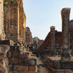 Walls of the The Pre Rup temple in Angkor Complex, Siem Reap, Cambodia. It has two enclosing walls and three tiers and was dedicated to the Hindu god Shiva. Ancient Khmer architecture, World Heritage
