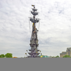 Peter the great monument "In commemoration of the 300th anniversary of Russian fleet", Moscow, Russia, on June 2, 2014