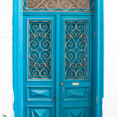 Old vintage turquoise color doors, Tel Aviv - Jaffa, Israel