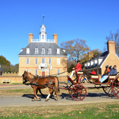 WILLIAMSBURG, VIRGINIA - NOVEMBER  19 2014: The Governors Palace in Colonial Williamsburg, Virginia. It was reconstructed on the original site after a fire destroyed it in the 1930's.