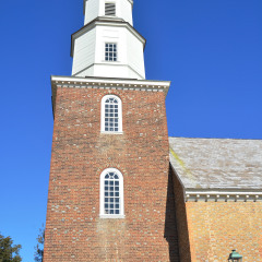 WILLIAMSBURG, VIRGINIA - NOVEMBER 19 2014: Bruton Parish Church located in the restored area of Colonial Williamsburg Virginia, United States on Duke of Gloucester Street.. 
