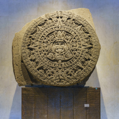 Mexico City, FEB 16: Aztec Sunstone in the National Museum of Anthropology (Museo Nacional de Antropologia, MNA) on FEB 16, 2017 at Mexico City