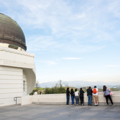 Los Angeles, CA: February 13, 2017:  Griffith Park Observatory in the Los Feliz/Hollywood area.  The Griffith Park Observatory is a popular destination for tourists, with millions visiting each year.