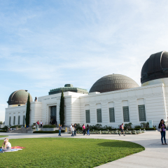 Los Angeles, CA: February 13, 2017:  Griffith Park Observatory in the Los Feliz/Hollywood area.  The Griffith Park Observatory is a popular destination for tourists, with millions visiting each year.