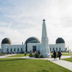 Los Angeles, CA: February 13, 2017:  Griffith Park Observatory in the Los Feliz/Hollywood area.  The Griffith Park Observatory is a popular destination for tourists, with millions visiting each year.
