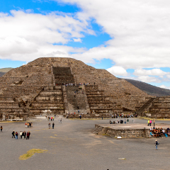 Moon Pyramid of Teotihuacan, site of many Mesoamerican pyramids built in the pre-Columbian Americas. UNESCO World Heritage