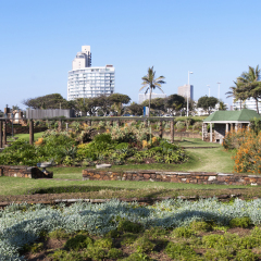 DURBAN, SOUTH AFRICA - MAY 24, 2014: Sunken gardens on Golden Mile Beachfront in Durban South Africa