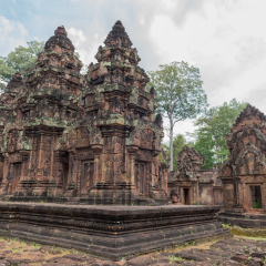 Banteay Srei or Banteay Srey, the ancient of Cambodian temple dedicated to the Hindu god Shiva, Angkor, Khmer temple ,Siem Reap, Cambodia - traveling concept.