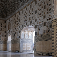 JAIPUR, INDIA - FEBRUARY 16: Mirror Palace at Amber Fort in Jaipur, Rajasthan, India, on February 16, 2016.