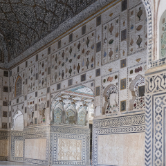 JAIPUR, INDIA - FEBRUARY 16: Mirror Palace at Amber Fort in Jaipur, Rajasthan, India, on February 16, 2016.