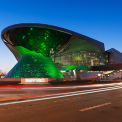 MUNICH, GERMANY - MARCH 17, 2016: BMW World (BMW Welt), a multi-functional customer experience and exhibition facility of the BMW AG at St. Patricks Day