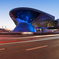 MUNICH, GERMANY - MARCH 17, 2016: BMW World (BMW Welt), a multi-functional customer experience and exhibition facility of the BMW AG at St. Patricks Day