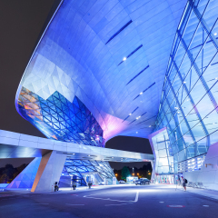 MUNICH - The BMW World in Munich at night on 27 July 2016 in Munich