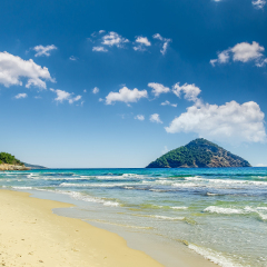 Beautiful Paradise beach, Thassos island, Greece. Probably the most beautiful Greek beaches.