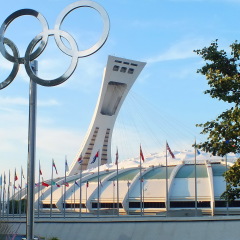 MONTREAL,CA: Montreal Olympic Stadium on July 31, 2013. Located in the Hochelaga-Maisonneuve district of Montreal, Quebec.  This stadium was the main venue of the 1976 Summer Olympics 