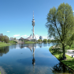 Munich, Germany, 24 April 2016: Olympiaturm in Olympic Park, Munich Germany