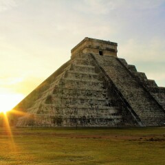 Pyramid of Kukulkan in Chichen Itza during Sunrise
