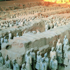 Terracotta Soldiers in Trenches, Mausoleum of Emperor Qin Shi Huang, Xi'an, Shaanxi Province, China
