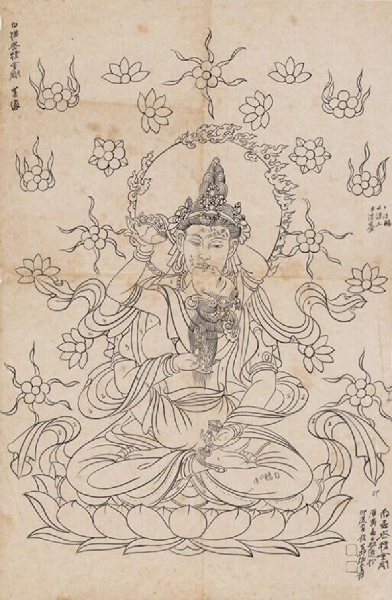 张大千1950年作《白描密积金刚坐像》