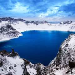 The beautiful lake in the winter of Chang Bai Mount, Jilin province, China